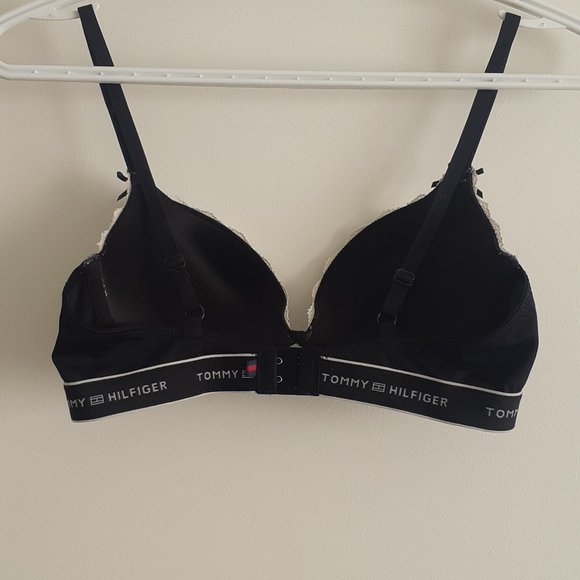 Tommy Hilfiger 36B Push up Plunge Bra Black with White Lace - Picture 7 of 10